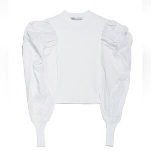 Zara White Puff Sleeve Top